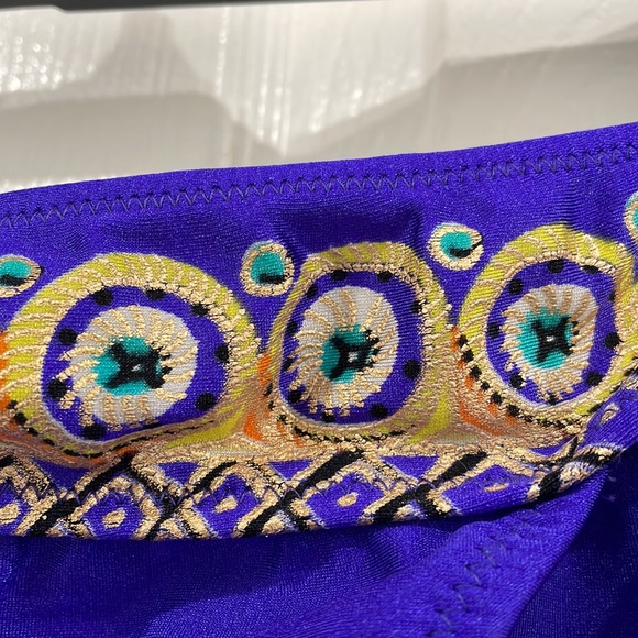 Deep blue purple vintage two piece bikini top and bottom 36B size large bottom - Picture 9 of 14